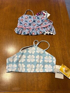 Roxy Kids Swim Tops in Light Blue Floral